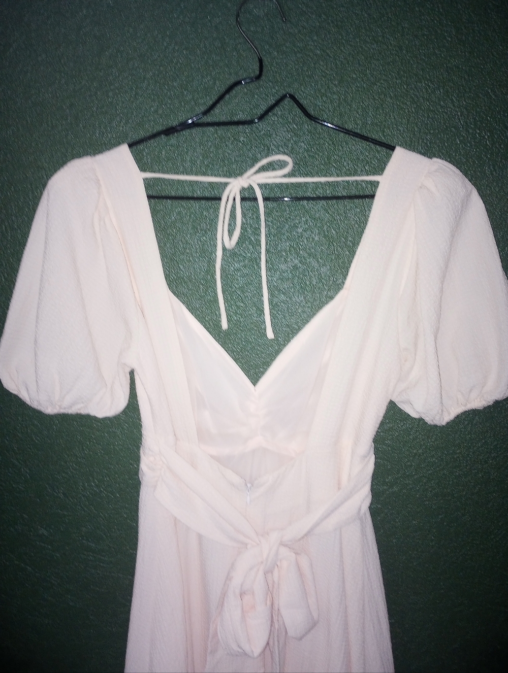 ASTR The Label Puff Sleeve Backless Blush Cream Maxi Dress Tie Back M - Picture 8 of 16